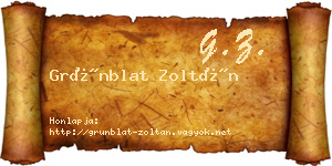 Grünblat Zoltán névjegykártya